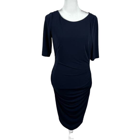 Vince Camuto Navy Short Sleeve Bodycon Stretch Dress 4 Small Business Party - Picture 1 of 4